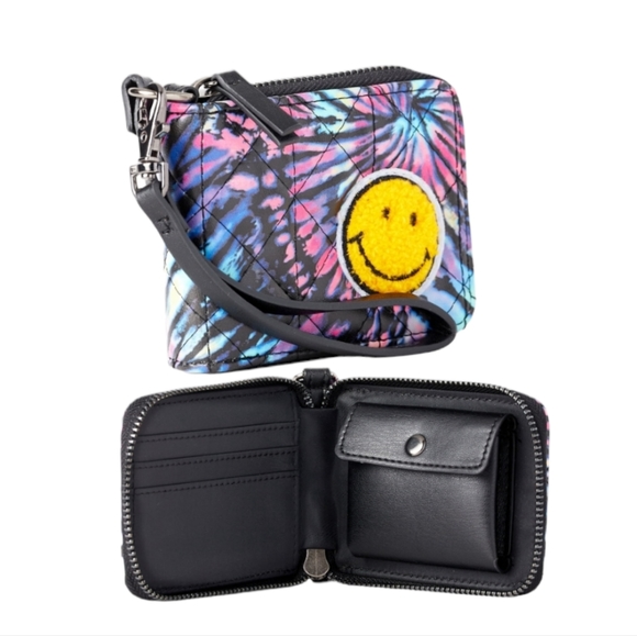 Bags | Quilted Tiedye Smile Emoji Wallet | Poshmark